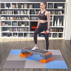 One Fitness Puzzelmat - Set van 9 - 10 mm - Blauw/Grijs