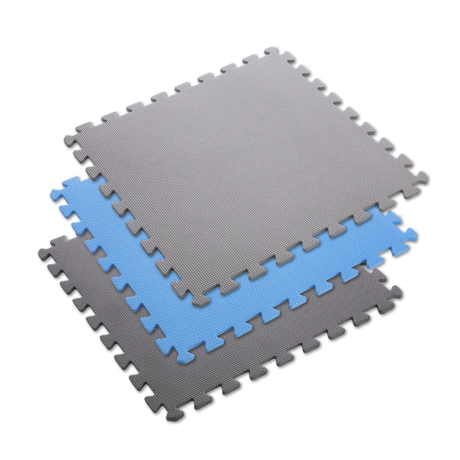 One Fitness Puzzelmat - Set van 9 - 10 mm - Blauw/Grijs