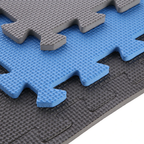 One Fitness Puzzelmat - Set van 9 - 10 mm - Blauw/Grijs