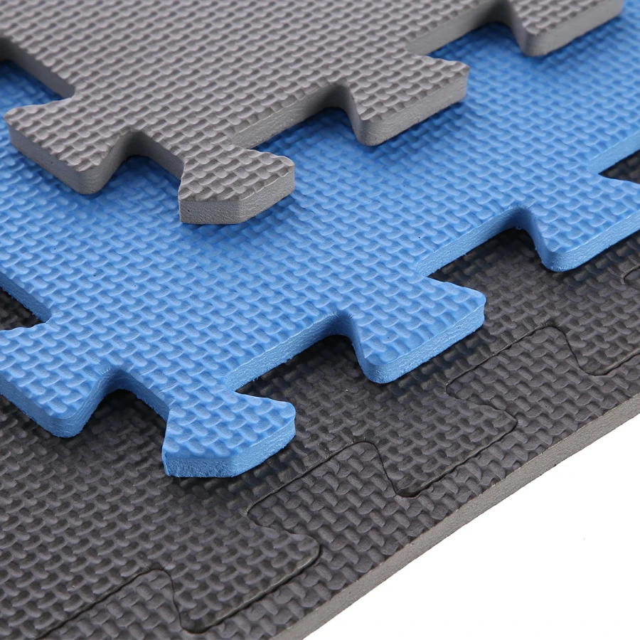 One Fitness Puzzelmat - Set van 9 - 10 mm - Blauw/Grijs