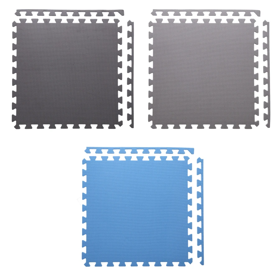 One Fitness Puzzelmat - Set van 9 - 10 mm - Blauw/Grijs