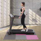 One Fitness Puzzelmat - Set van 9 - 10 mm - Roze/Grijs