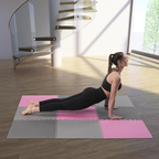 One Fitness Puzzelmat - Set van 9 - 10 mm - Roze/Grijs
