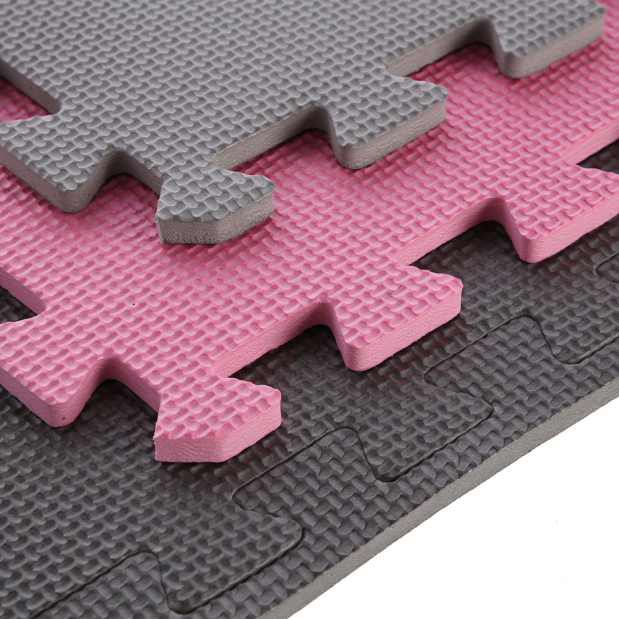 One Fitness Puzzelmat - Set van 9 - 10 mm - Roze/Grijs