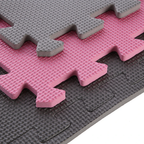 One Fitness Puzzelmat - Set van 9 - 10 mm - Roze/Grijs