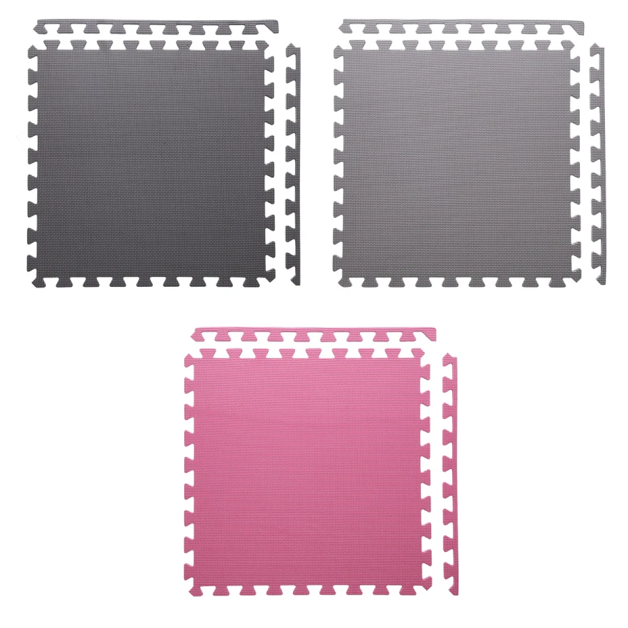 One Fitness Puzzelmat - Set van 9 - 10 mm - Roze/Grijs