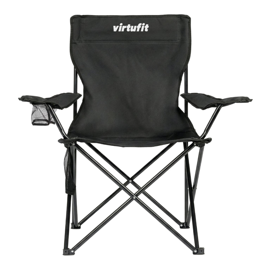 VirtuFit Opvouwbare Camping Stoel - Strandstoel - Zwart