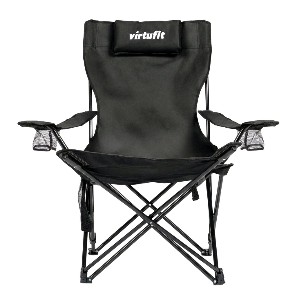 VirtuFit Campingstoel opvouwbaar met voetsteun - Strandstoel - Zwart