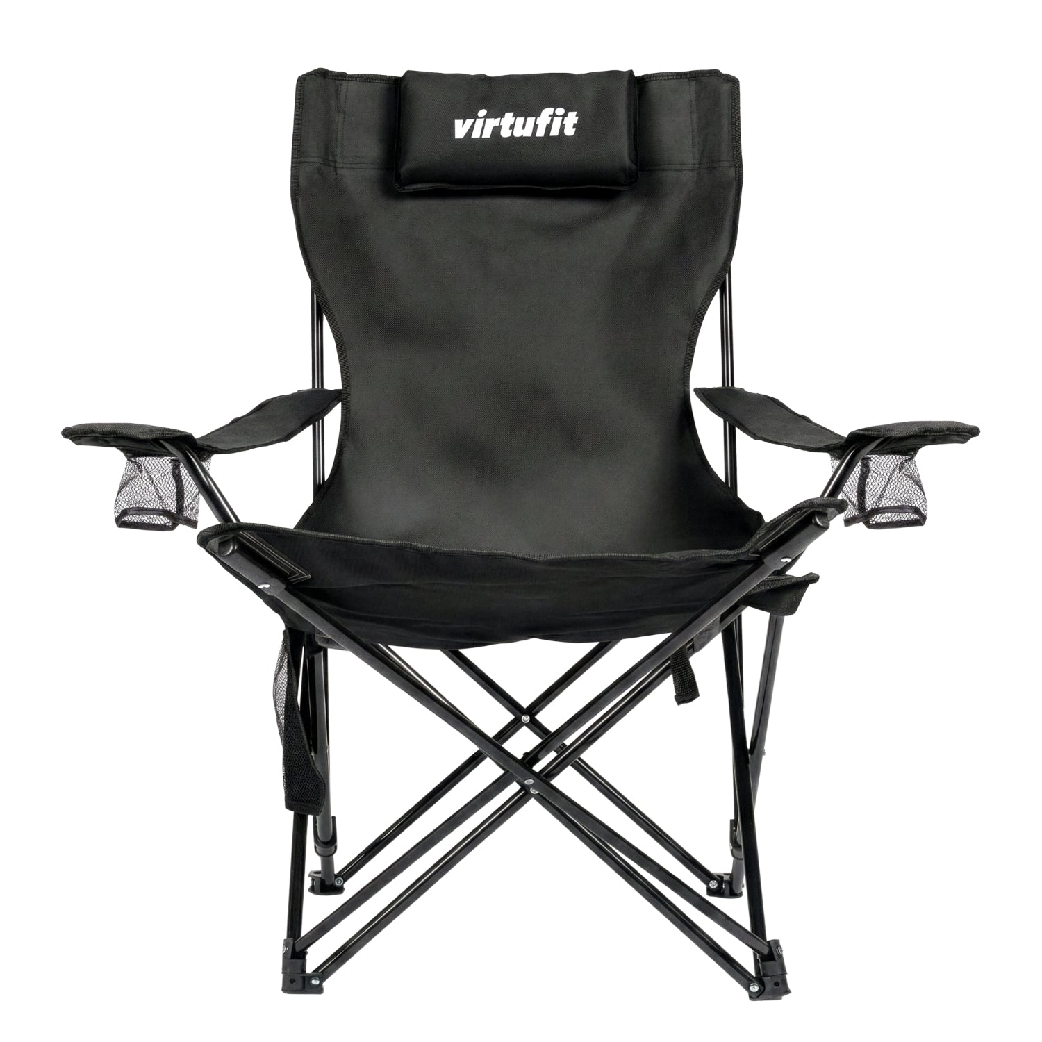 VirtuFit Campingstoel opvouwbaar met voetsteun - Strandstoel - Zwart