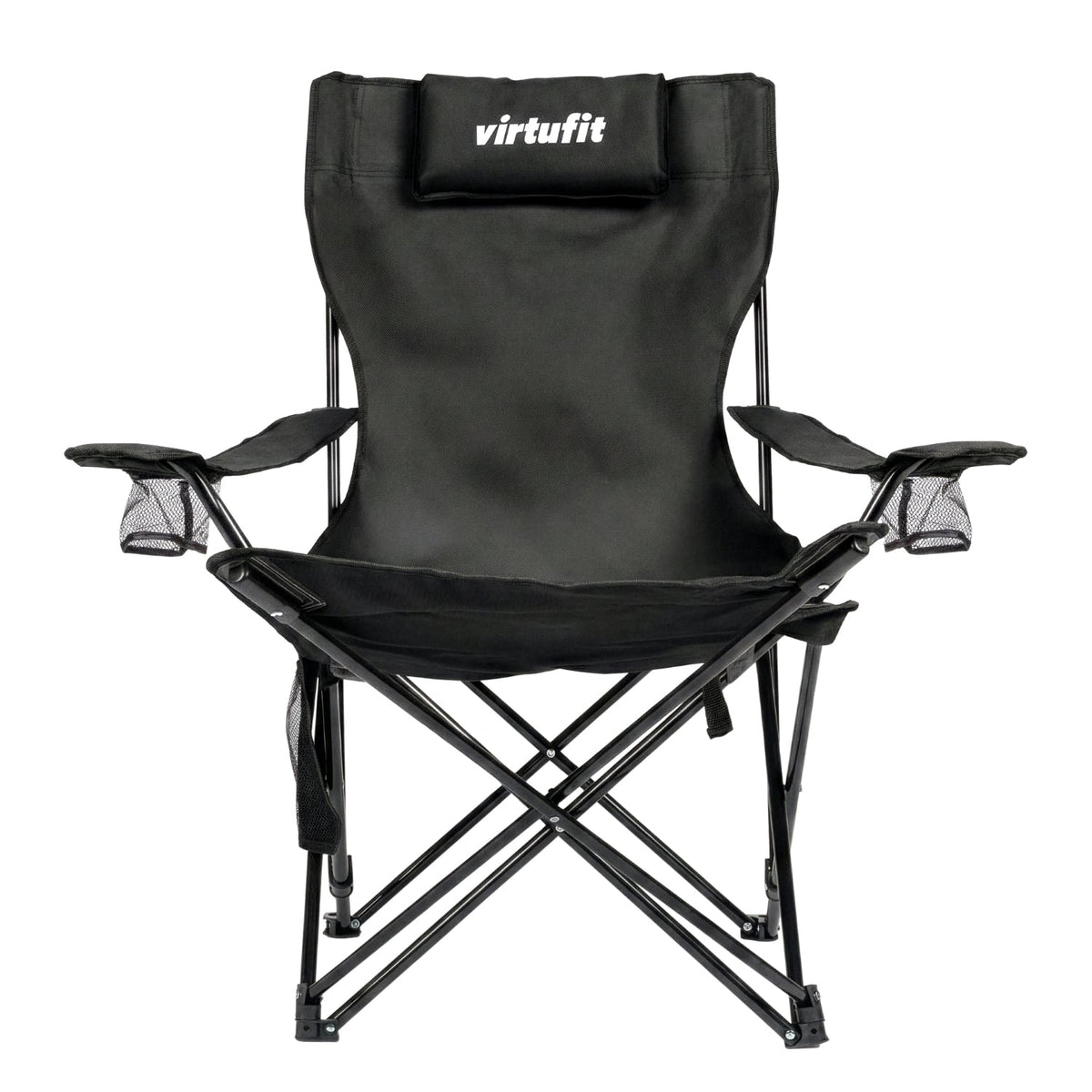 VirtuFit Campingstoel opvouwbaar met voetsteun - Strandstoel - Zwart - Tweedekans