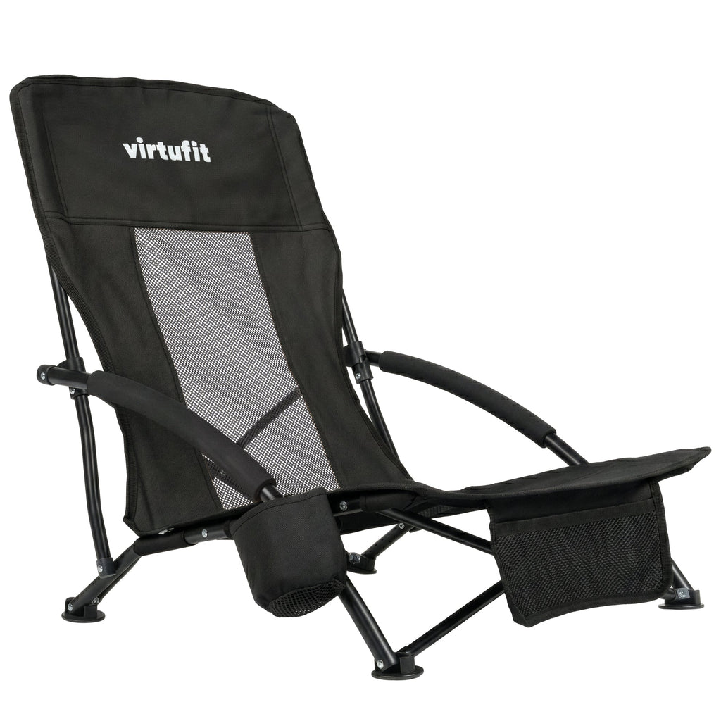 VirtuFit Strandstoel opvouwbaar - Campingstoel - Zwart