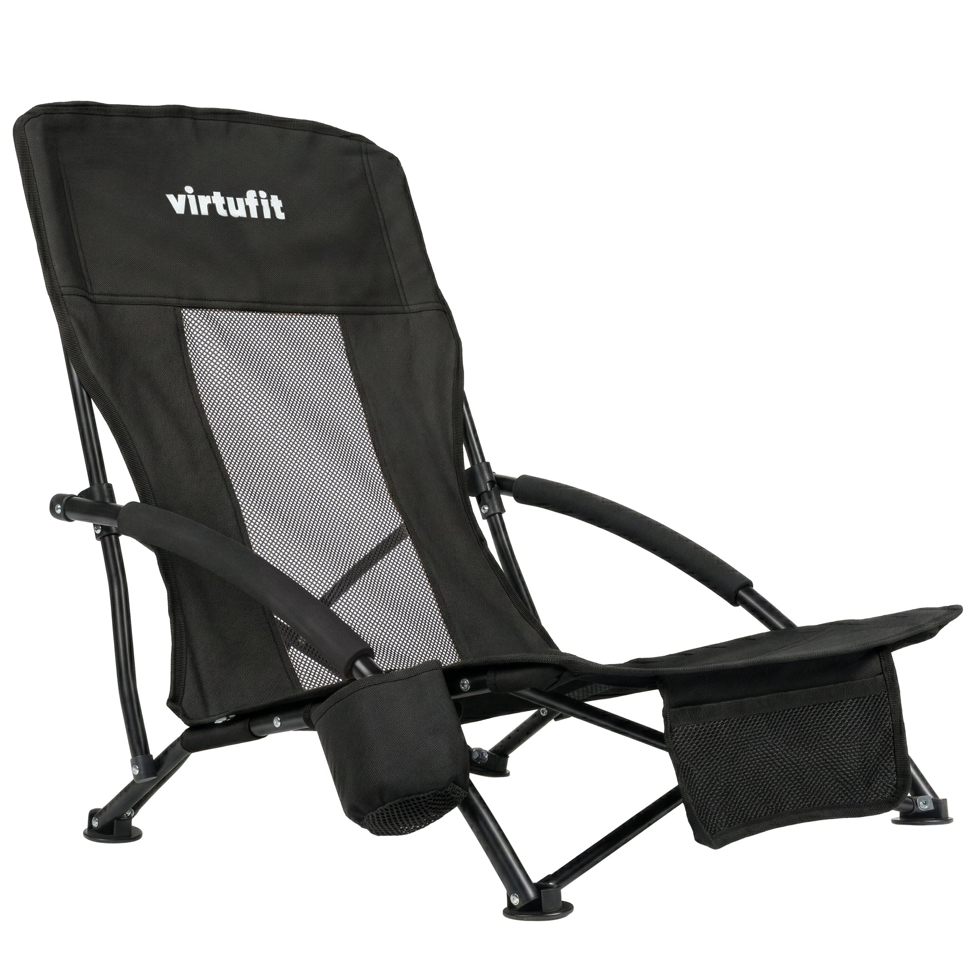 VirtuFit Strandstoel opvouwbaar - Campingstoel - Zwart