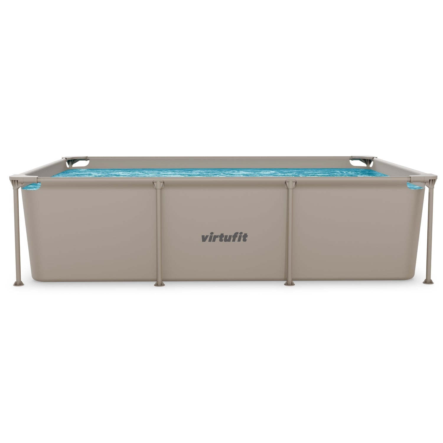 VirtuFit Rechthoekig Zwembad - 260 x 180 x 66 cm - Beige - Inclusief Filterpomp