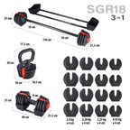 HMS 3-in-1 Verstelbare Dumbbell Set - 43,5 kg