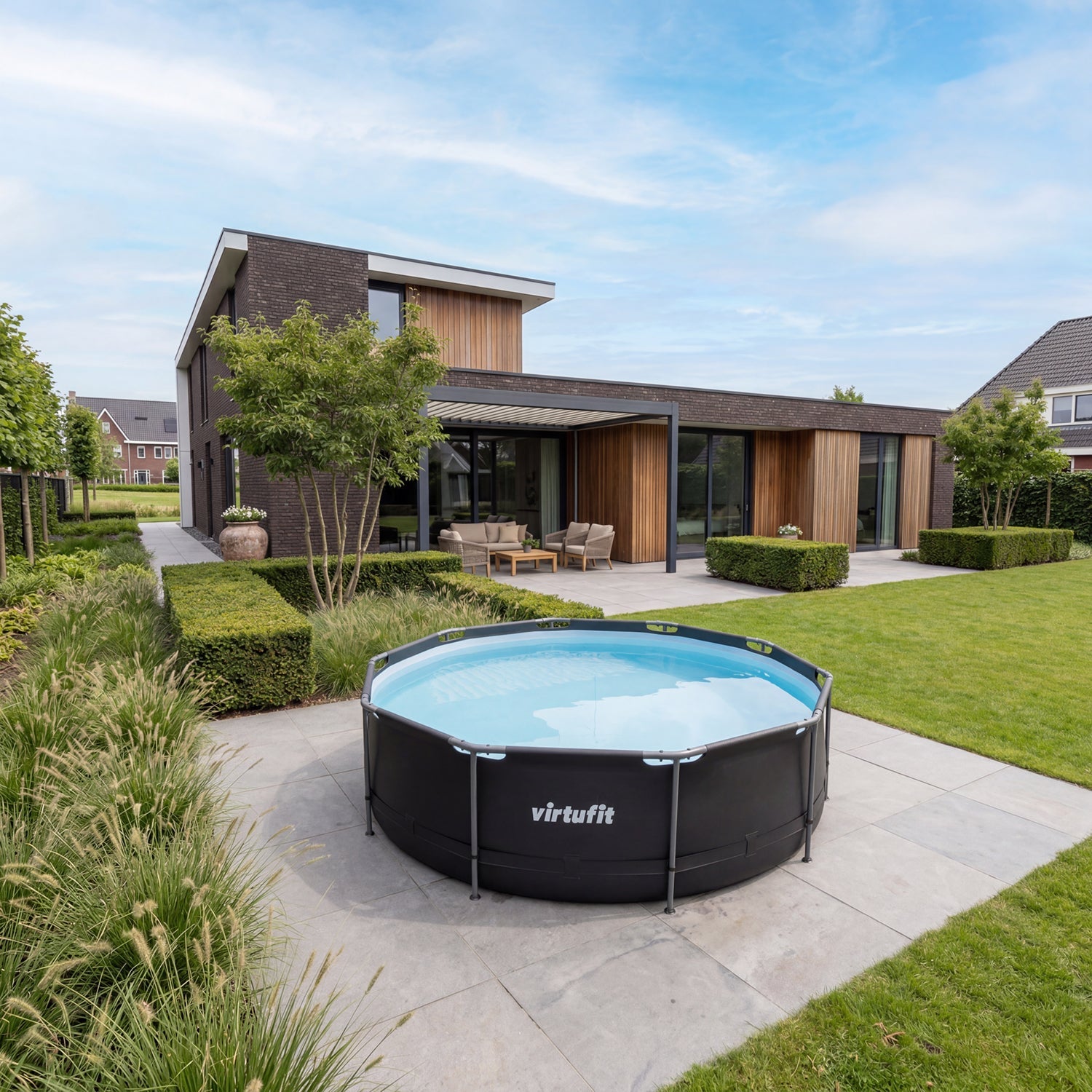 VirtuFit Rond Zwembad - Ø366 x 100 cm - Antraciet