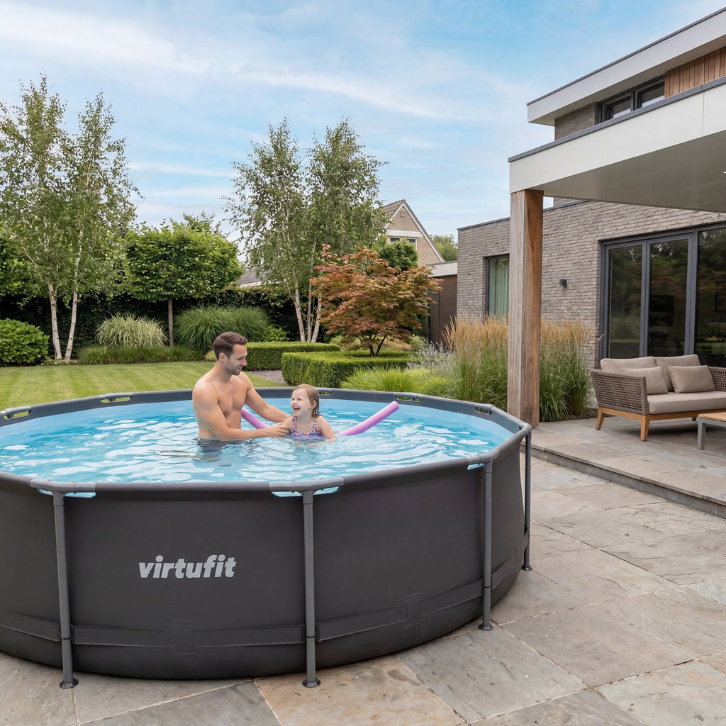 VirtuFit Rond Zwembad Ø244x 76 cm - Antraciet - Compleet pakket