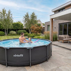VirtuFit Rond Zwembad - Ø244 x 76 cm - Antraciet - Inclusief Filterpomp