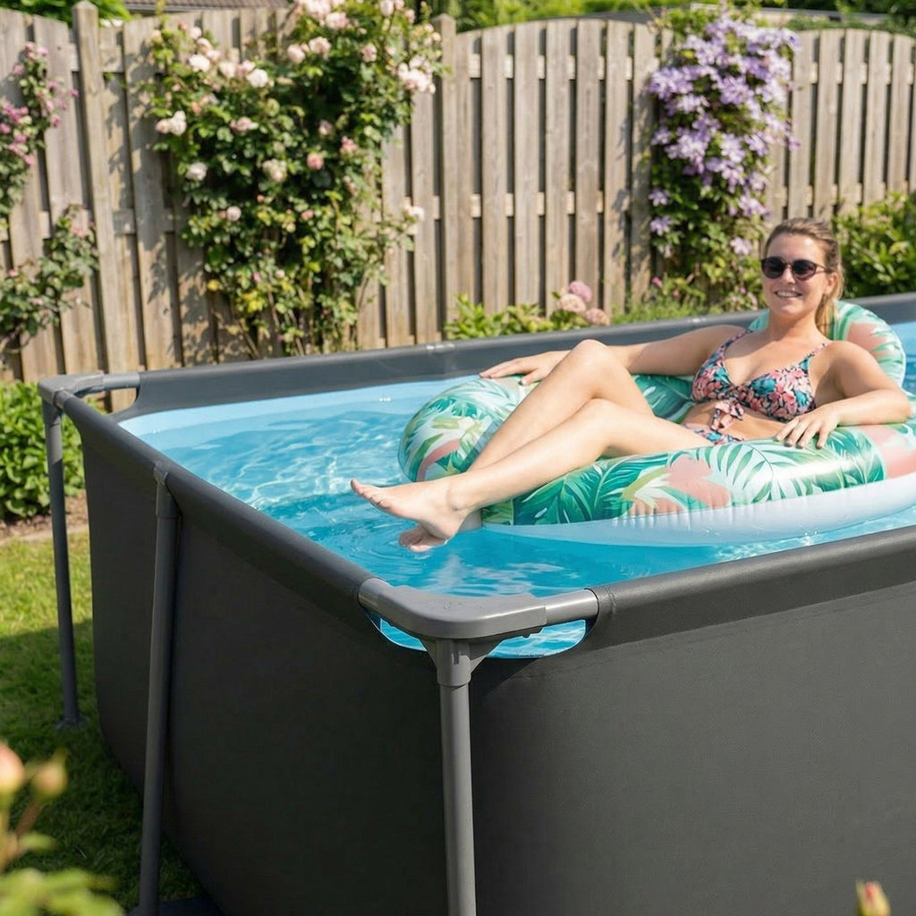 VirtuFit Rechthoekig Zwembad - 260 x 180 x 66 cm - Antraciet - Compleet Pakket