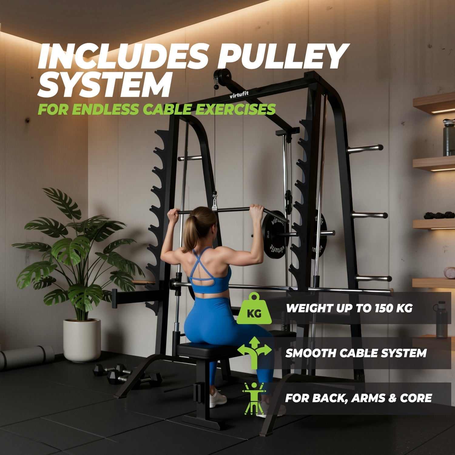 VirtuFit SM100 Smith Machine - Inclusief Pulley Station - Krachtstation