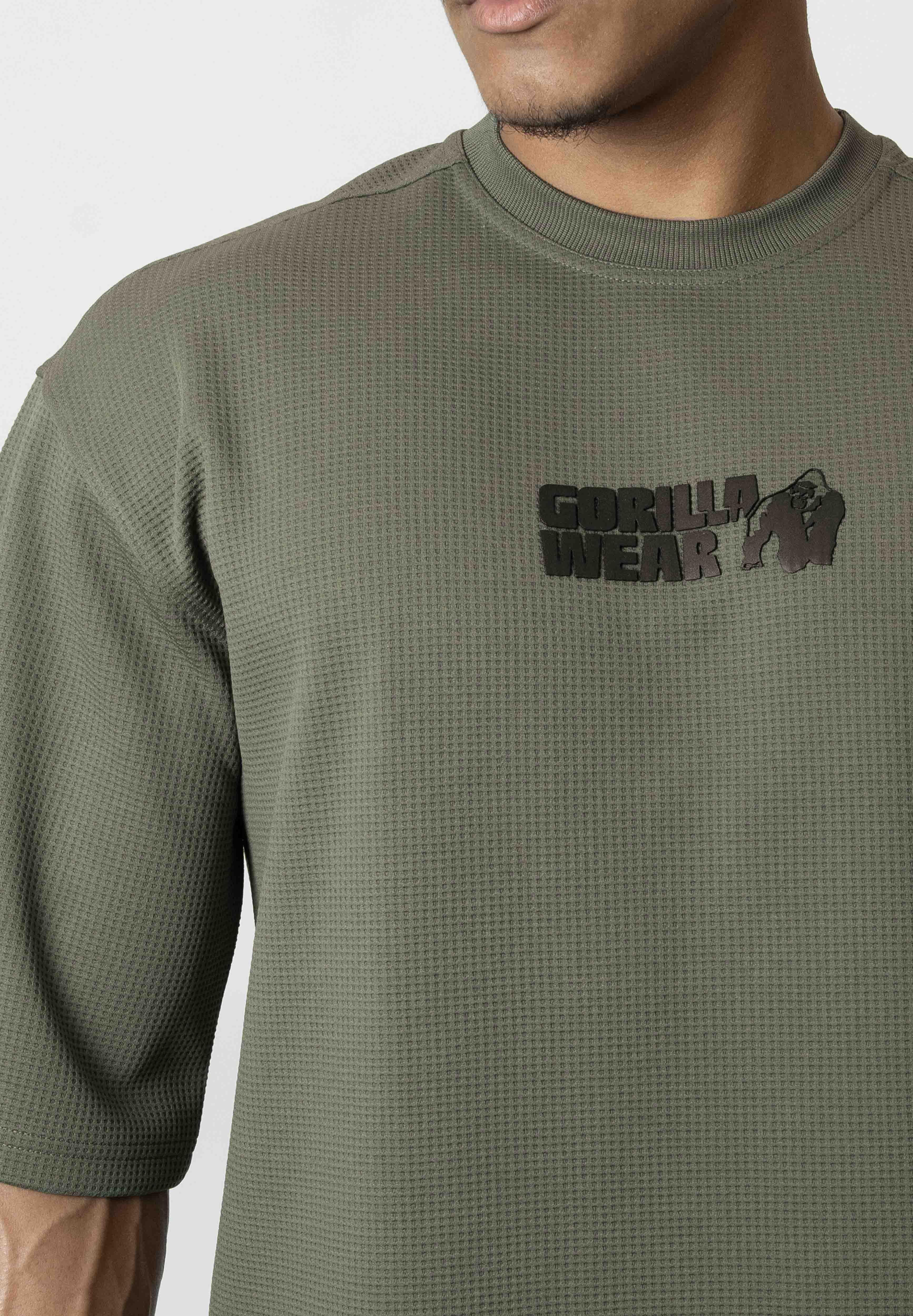 Gorilla Wear Idaho Oversized Waffle T-shirt - Legergroen