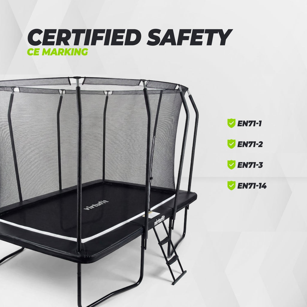 VirtuFit Premium Rechthoekige Trampoline met Veiligheidsnet - Zwart - 183 x 274 cm - Gratis trap