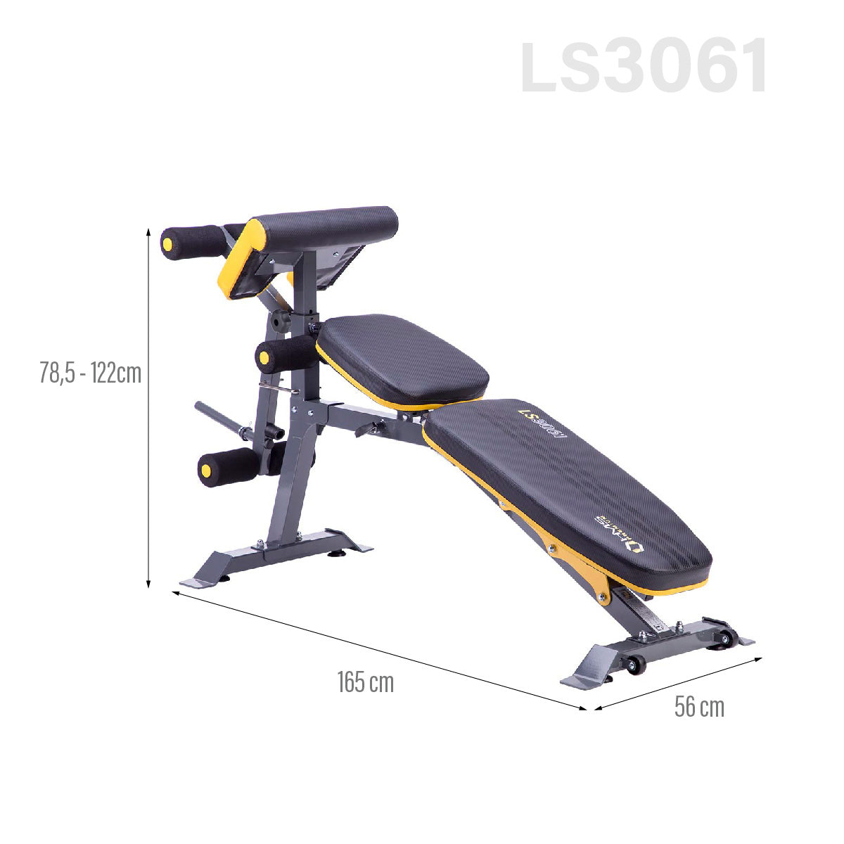 HMS Premium Trainingsbank met Preacher Curl - Zwart/Geel