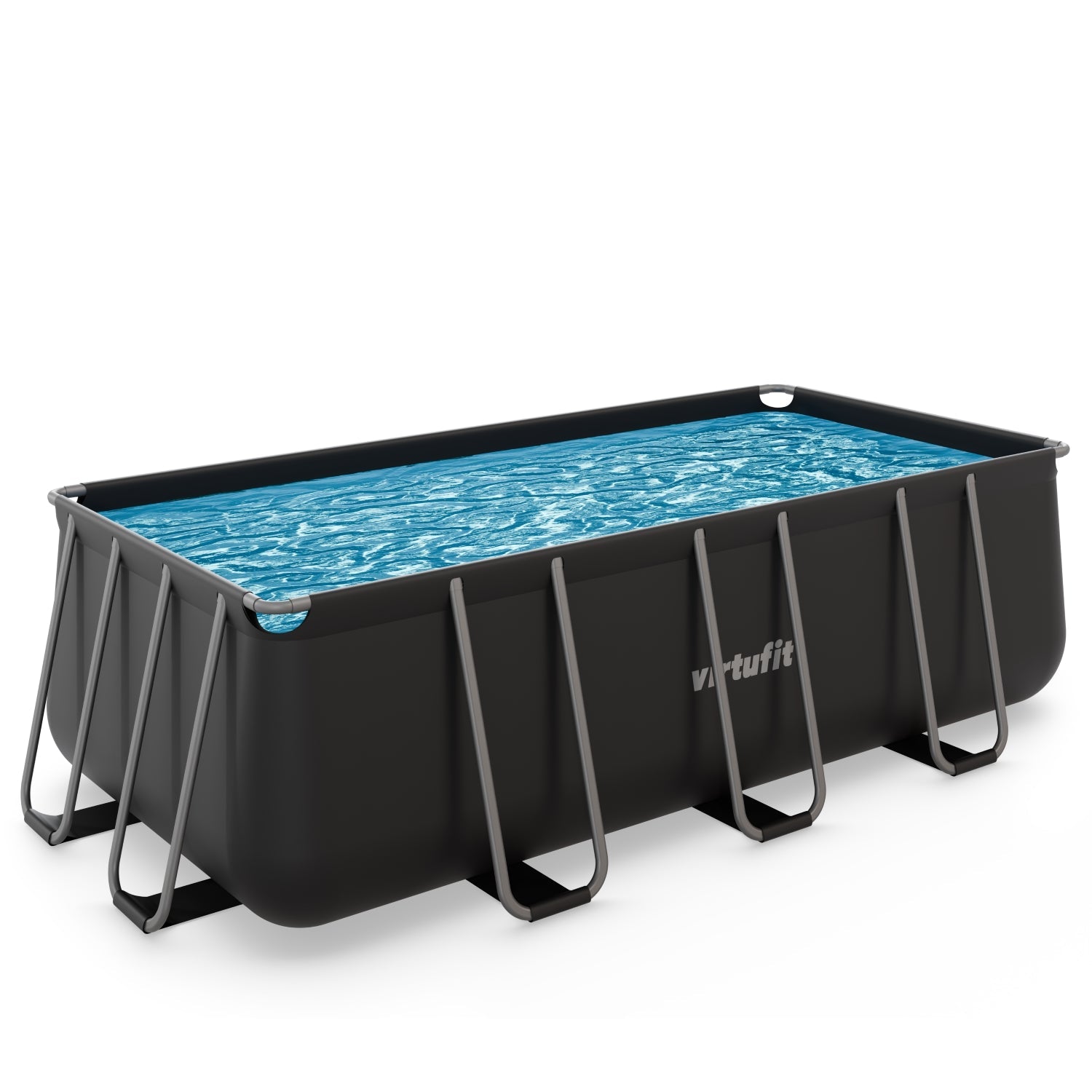VirtuFit Rechthoekig Zwembad 400 x 200 x 122 cm - Antraciet - Compleet Pakket