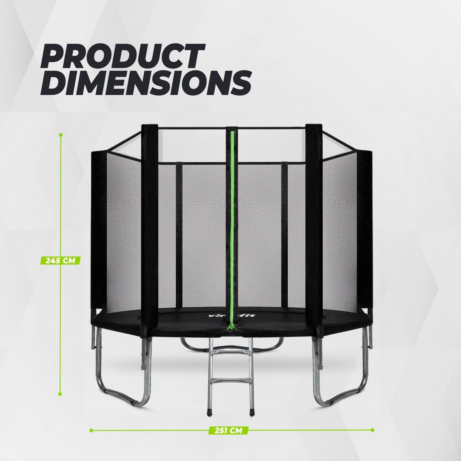 VirtuFit Trampoline met Veiligheidsnet - Zwart - 251 cm