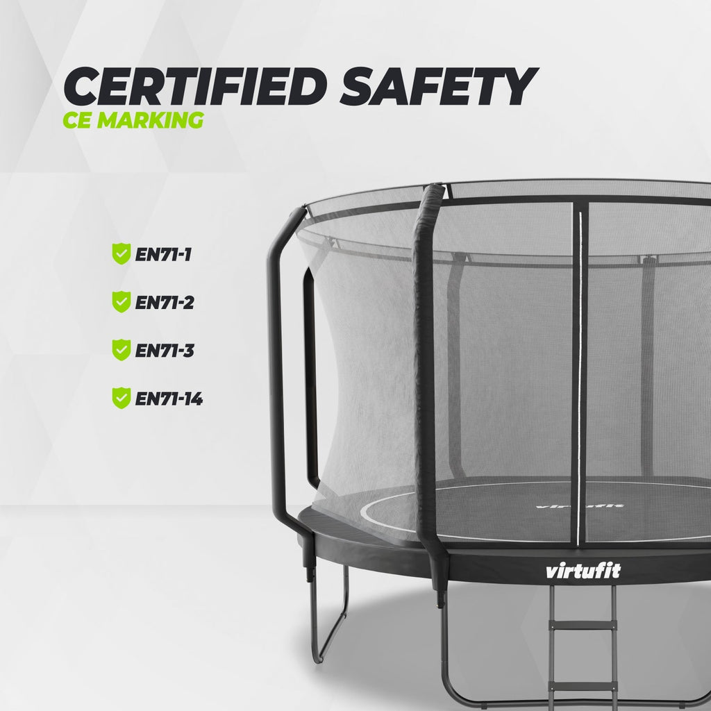 VirtuFit Premium Trampoline met Veiligheidsnet - Zwart - 366 cm