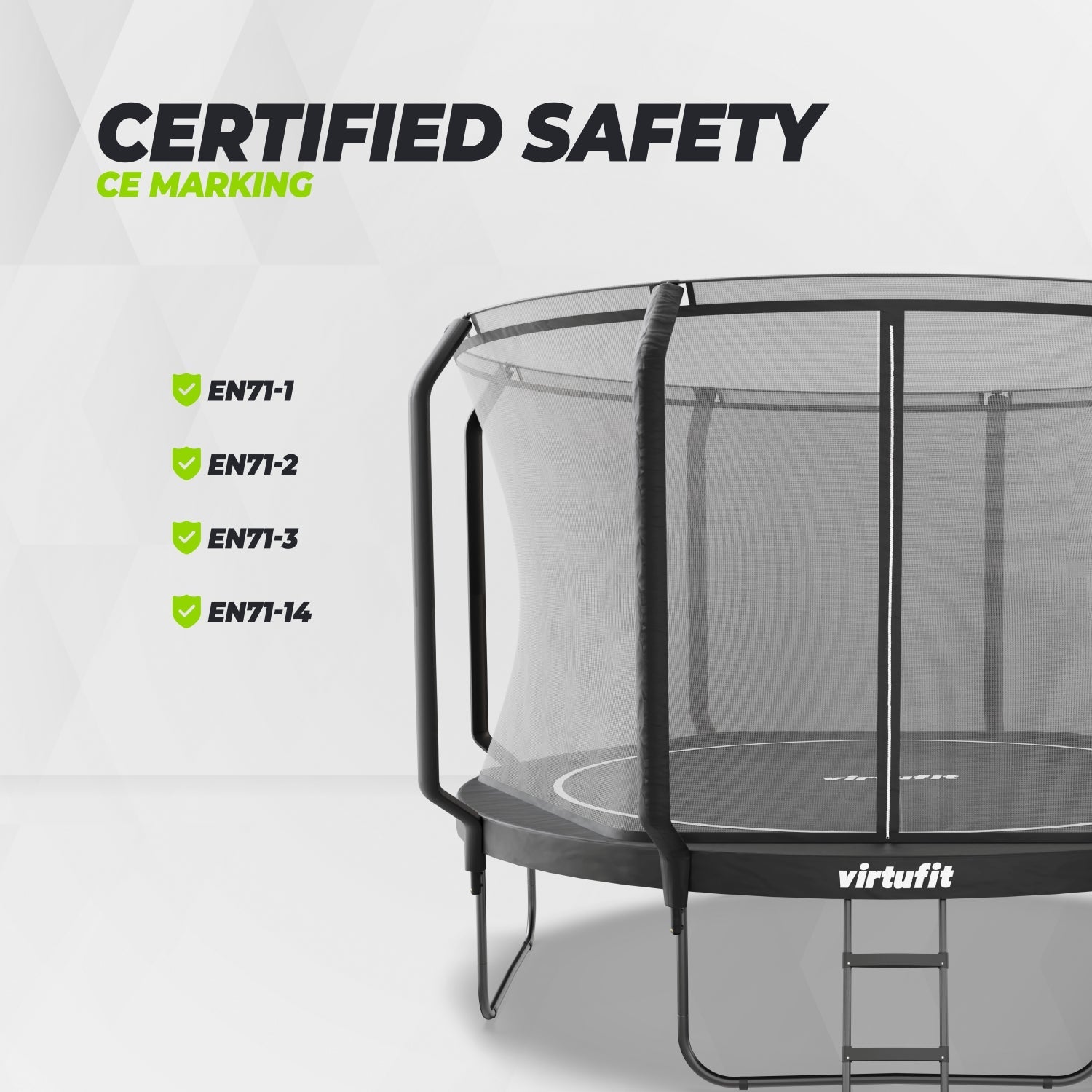 VirtuFit Premium Trampoline met Veiligheidsnet - Zwart - 366 cm