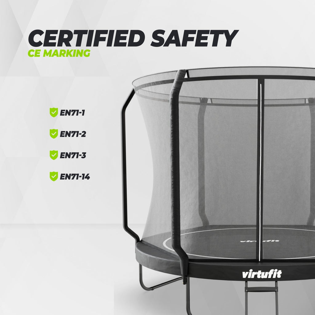 VirtuFit Premium Trampoline met Veiligheidsnet - Zwart - 305 cm
