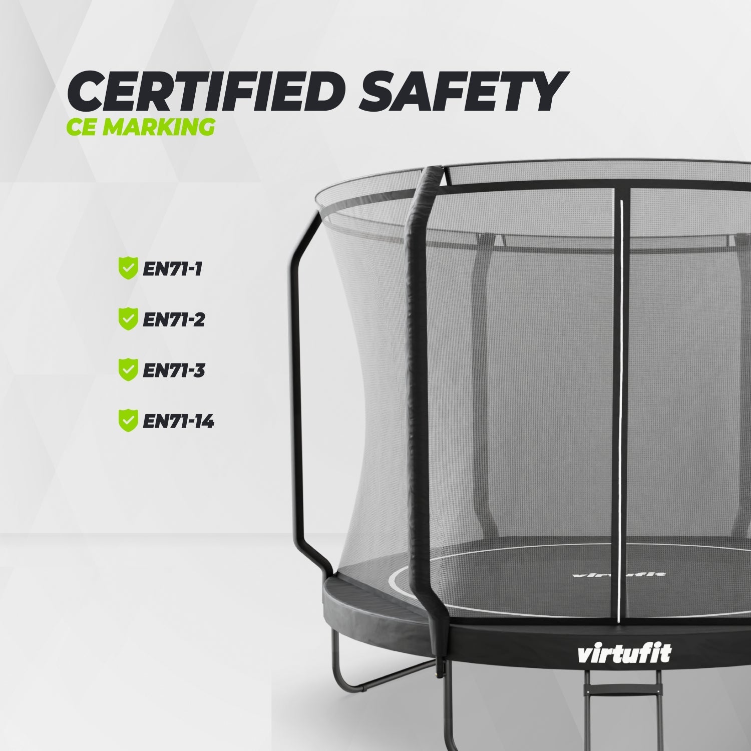 VirtuFit Premium Trampoline met Veiligheidsnet - Zwart - 305 cm