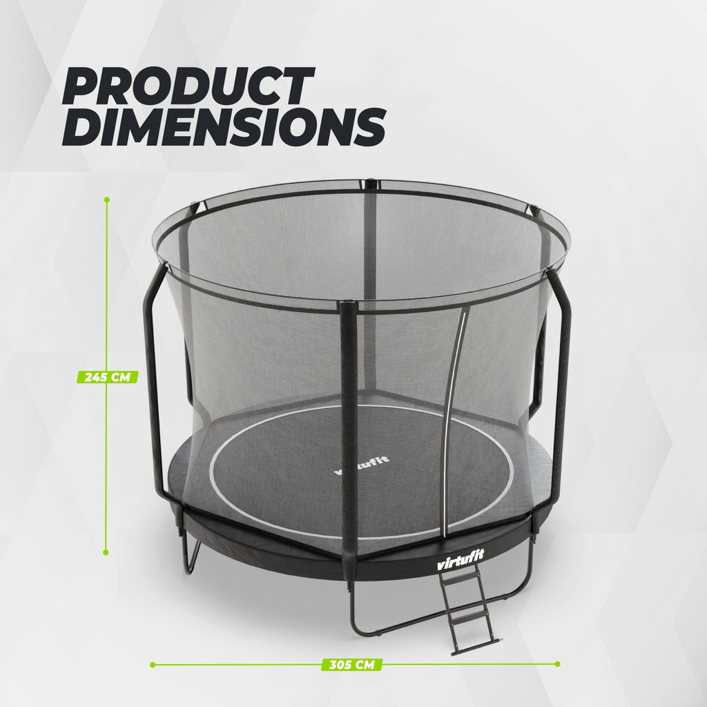 VirtuFit Premium Trampoline met Veiligheidsnet - Zwart - 305 cm