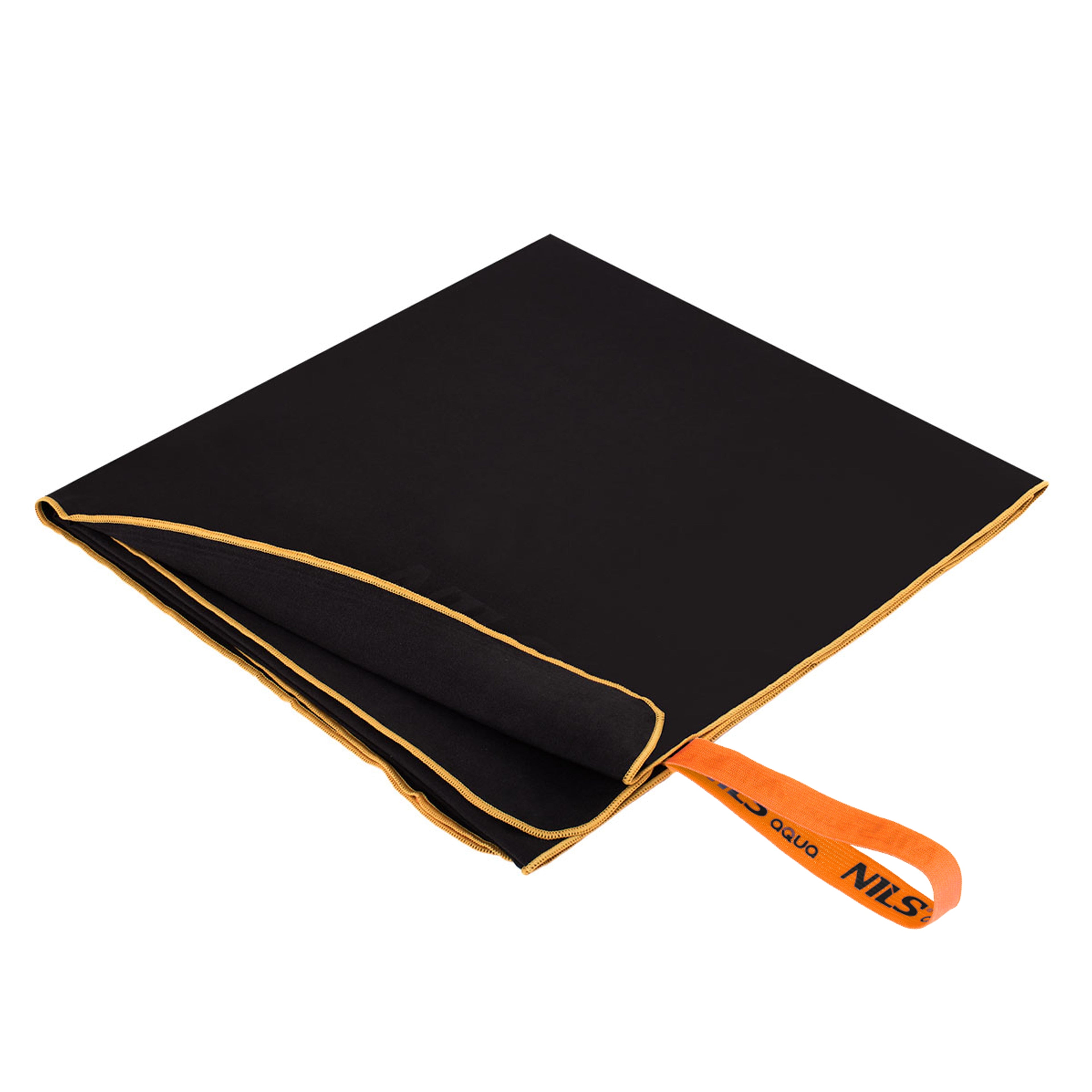 NILS Aqua Microvezel Handdoek - Zwart/Oranje - 180 x 100 cm