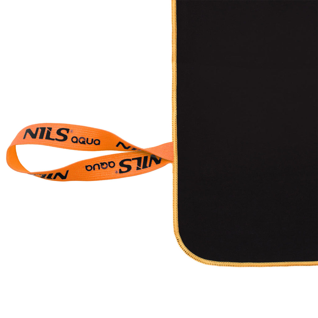 NILS Aqua Microvezel Handdoek - Zwart/Oranje - 180 x 100 cm