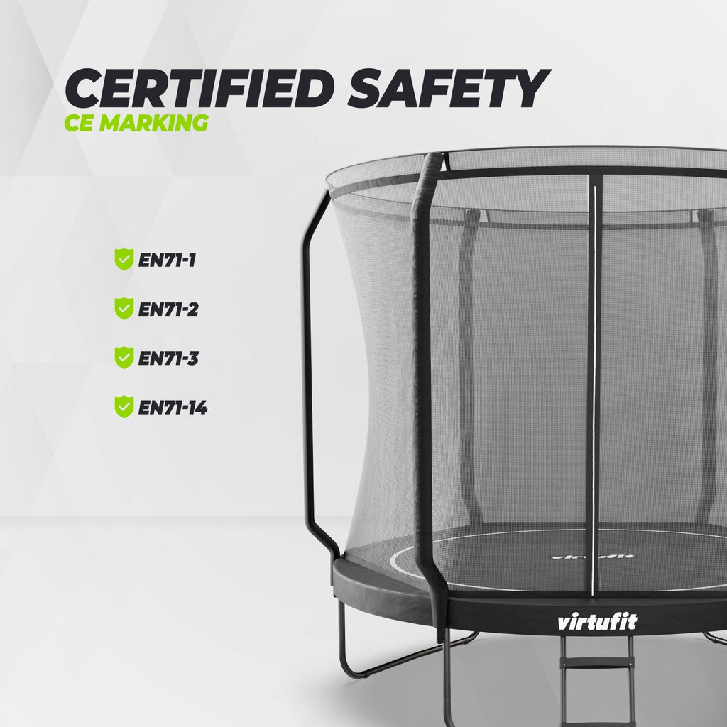 VirtuFit Premium Trampoline met Veiligheidsnet - Zwart - 251 cm