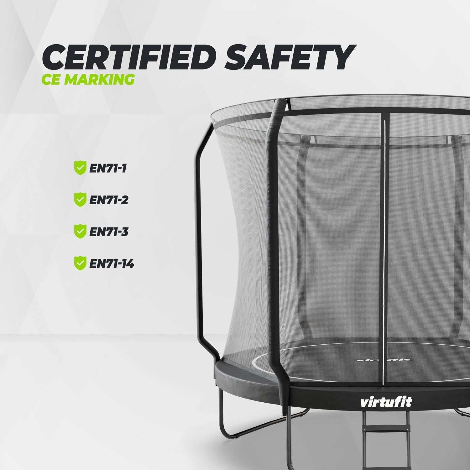 VirtuFit Premium Trampoline met Veiligheidsnet - Zwart - 251 cm