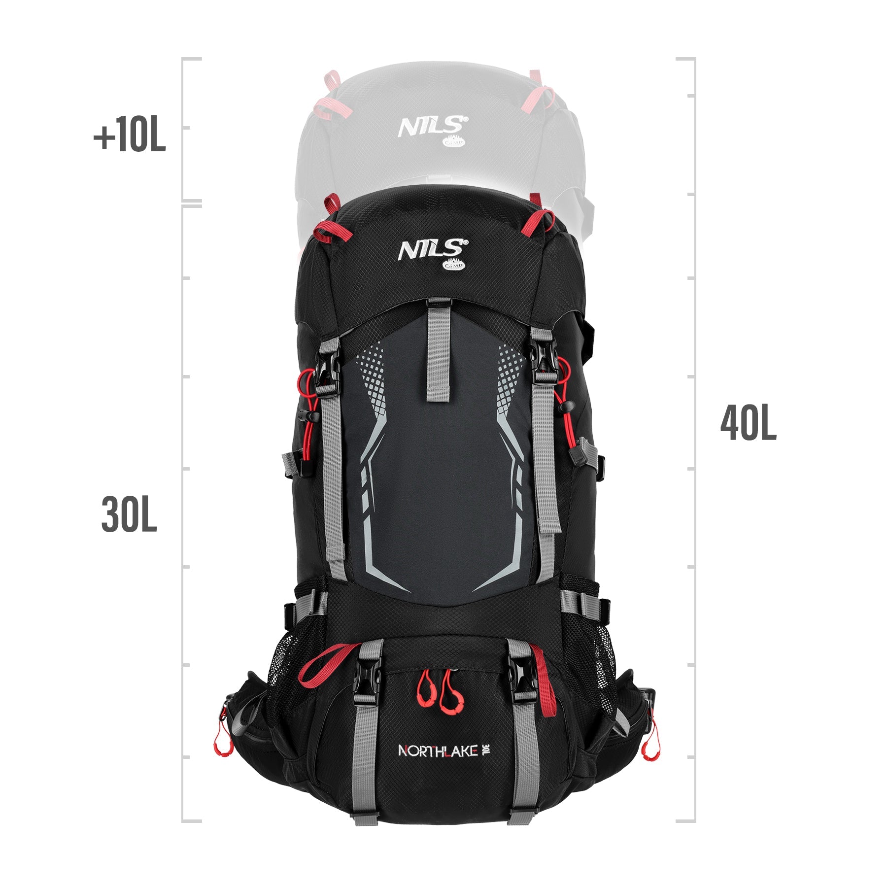 NILS Camp Rugzak Northlake - Zwart - 30L + 10L