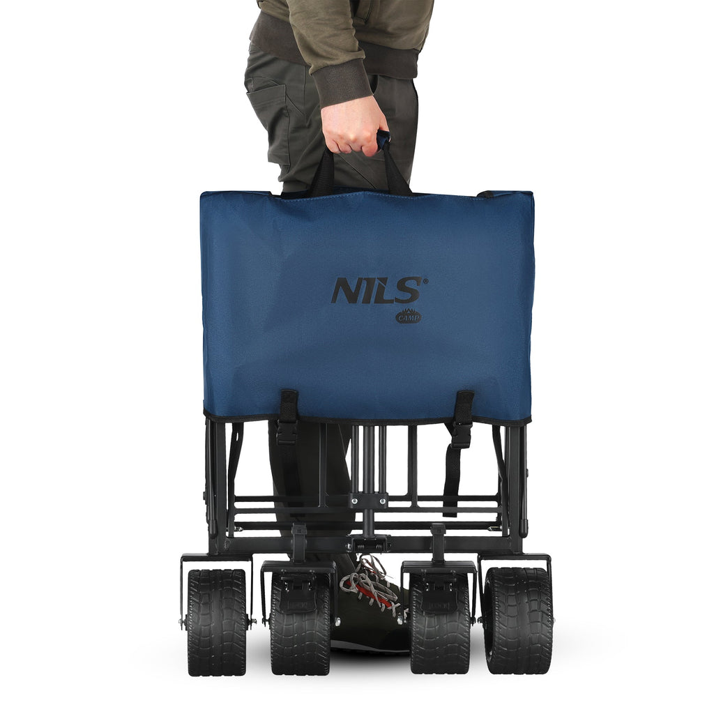 NILS Camp Opvouwbare Bolderkar - Blauw - 120L