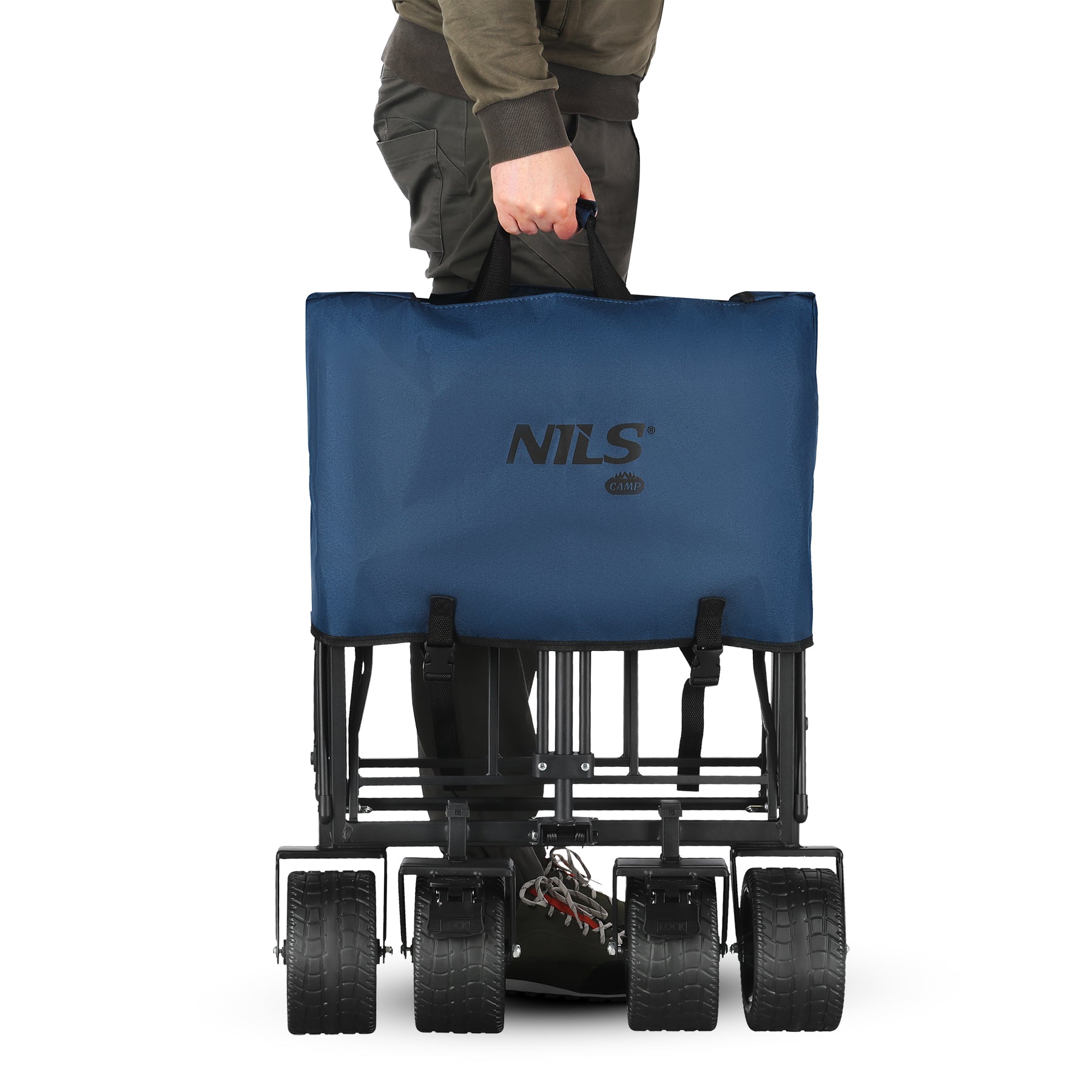 NILS Camp Opvouwbare Bolderkar - Blauw - 120L