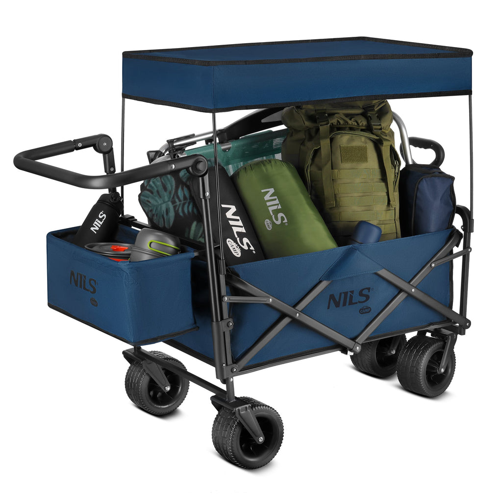 NILS Camp Opvouwbare Bolderkar - Blauw - 120L