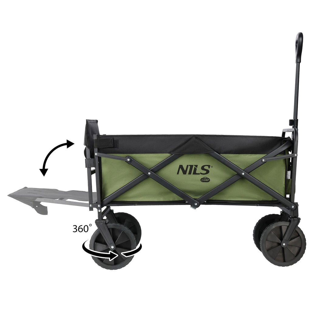 NILS Camp Opvouwbare Bolderkar - Groen - 150L