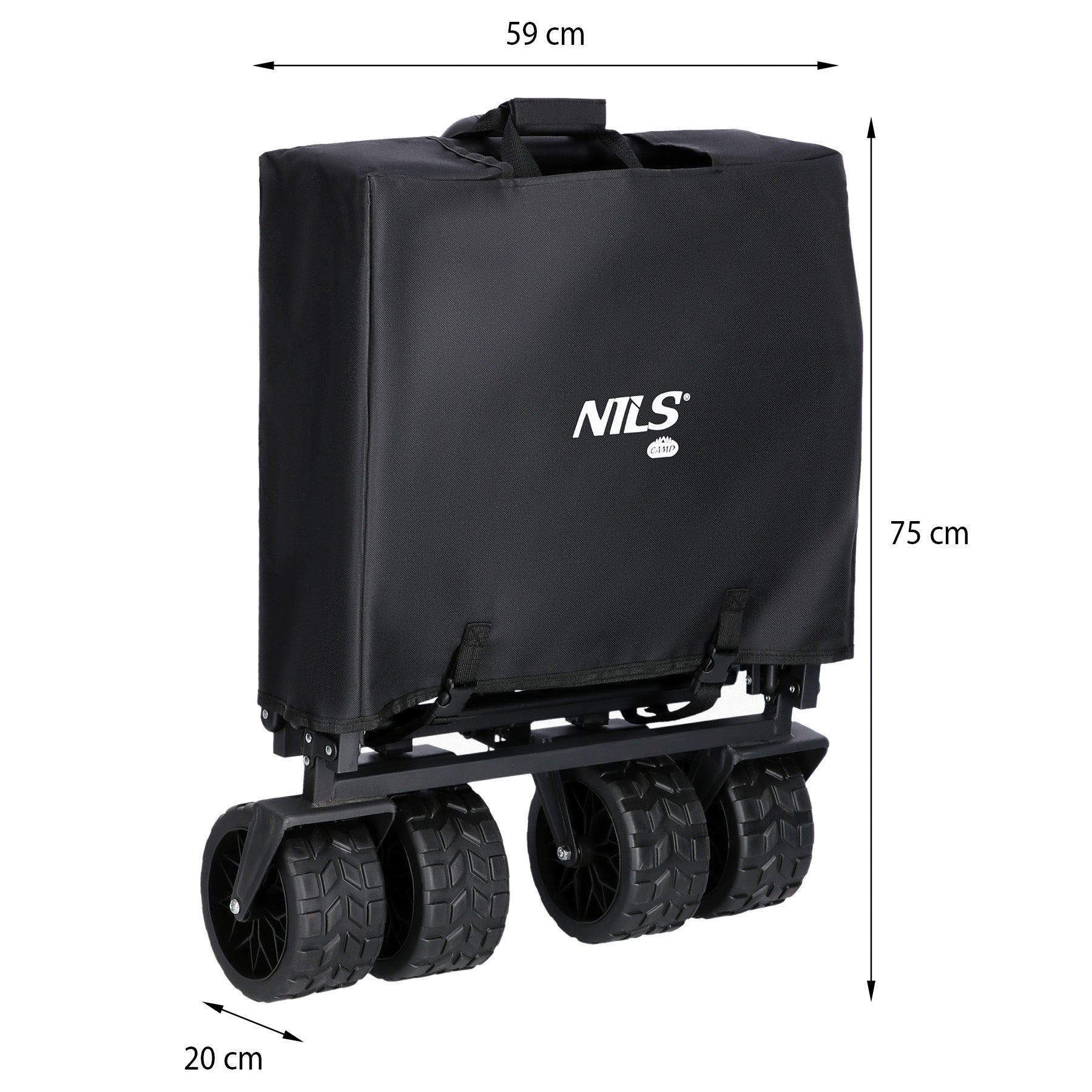 NILS Camp Opvouwbare Bolderkar - Zwart - 160L