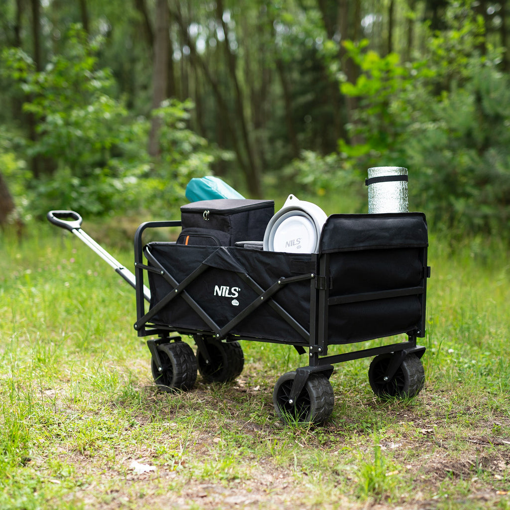 NILS Camp Opvouwbare Bolderkar - Zwart - 160L