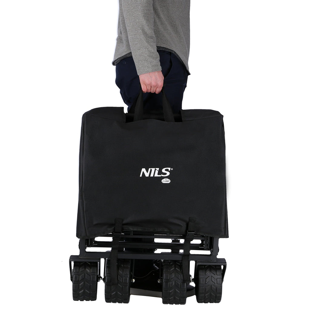 NILS Camp Opvouwbare Bolderkar - Zwart - 160L