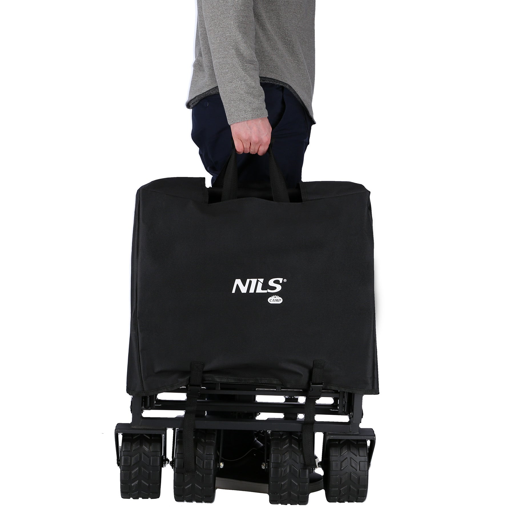 NILS Camp Opvouwbare Bolderkar - Zwart - 160L