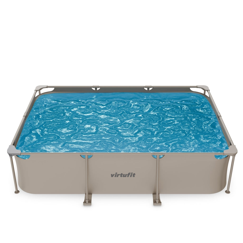 VirtuFit Rechthoekig Zwembad - 300 x 210 x 66 cm - Beige - Inclusief Filterpomp