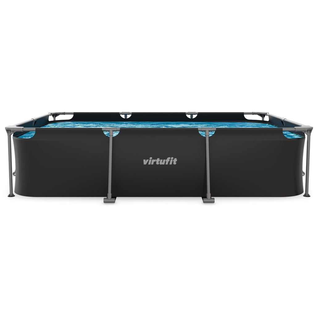 VirtuFit Rechthoekig Zwembad - 300 x 210 x 66 cm - Antraciet - Inclusief Filterpomp