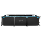 VirtuFit Rechthoekig Zwembad - 300 x 210 x 66 cm - Antraciet - Inclusief Filterpomp