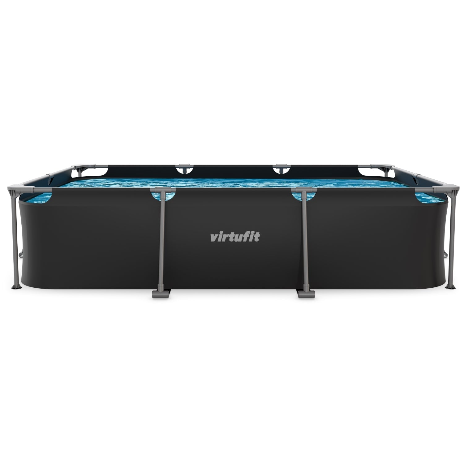 VirtuFit Rechthoekig Zwembad - 300 x 210 x 66 cm - Antraciet - Inclusief Filterpomp